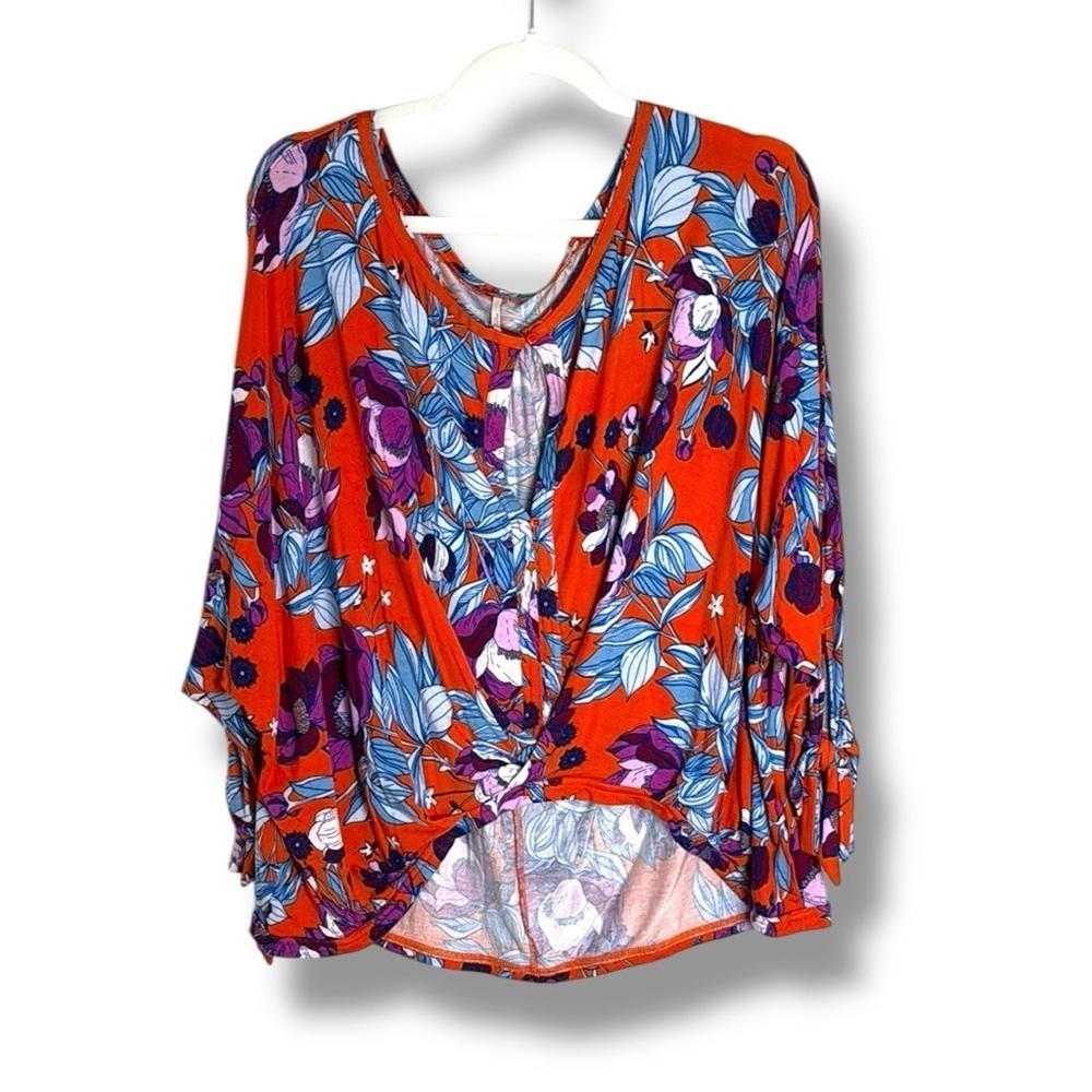 Free People Keepen’ On Floral Stretch Jersey Slouchy Top Size Large